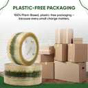 Biodegradable Packing Tape | Plant-Based Cellulose Packaging Tape | Heavy Duty All-Purpose Adhesive for Shipping, Moving, Office, Crafts | Easy-Tear, Low-Noise, Clear - 3pk 1.93 in x 70 yds