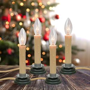 Electric Window Candles Plug in, 5 Inch Christmas Candles with On/Off Switch - Warm White Window Lights for Indoor Holiday Decor, C26 7W Incandescent Bulbs, 4 Pack