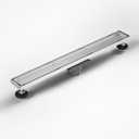 Linear Shower Drain 24" with PVC Drain Base | Brushed 304 Stainless Steel | Tile Inserted | Fast Drainage | Stainless Floor Drain Grate | Hair Strainer | Drain Key | Bathroom Upgrade