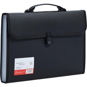 Legal Size 13 Pocket Accordian File Organizer Expanding File Folder for FC A4 Paper, Briefcase File Case with Durable Handle & Buckle Closure for School Home & Business (Black-2)