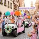 Suncalla 16 Pcs Easter Golf Cart Decorations Spring Party Decorations Festival Bowties Pastel Wreath Tinsel Garland Fringe Tissue Paper Flowers for Golf Cart Party Supplies Decor