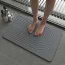Fast Drying Stone Bath Mats for Bathroom, Non-Slip Diatomaceous Earth Bath Mat, Super Absorbent Bath Mat Stone Dark Gray Arcana, 1'3" x 1'11"