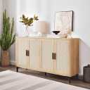 JASIWAY Buffet Cabinet with Storage, 48" Rattan Sideboard with Adjustable Shelves, Modern Coffee Bar Cabinet Console Table with Doors, Credenza for Kitchen, Living Room, Entryway, Dining Room, Wood, 48.4x15"x33.4"
