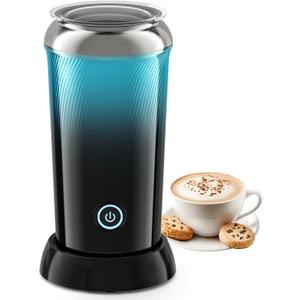 Maestri House Milk Frother, 3-in-1 Hot & Cold Mik Frothing Steamer, 8.12OZ/240ML Touch Control Foam Maker, Compact Space-saving Design for Latte, Cappuccino and Warm Milk (Black-Blue Gradient)