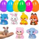 6 Pack Prefilled Easter Eggs with Toys Inside, Cute Mini Animals Building Blocks for Easter Basket Stuffers Essential, Easter Egg Fillers Gift for Kids Age 6-12+