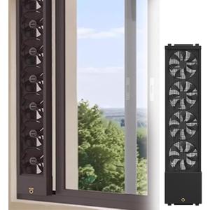 Vertical Window Fan for Sliding Windows, No Drilling Required Installation Window Ventilation Fan, Adjustable Wind Speed AirFlow Fan, 1.97 IN Retractable, for Bedroom Bathroom Kitchen Office