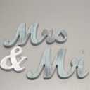 Mr & Mrs Wood Sign Wedding Decorations for Bride & Groom Reception Head Table. Wooden Letters for Married Couple's Centerpiece, Engagement & Bridal Shower Party Or Wedding Cake Table. (Rustic Blue)