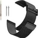 Moran Stainless Steel Mesh Watch Band 20mm Quick Release Black Replacement Metal Strap 18mm 20mm 22mm Compatible for Samsung Galaxy Watch 6 Band Classic 43mm 47mm 40mm 44mm (Black, 20mm)