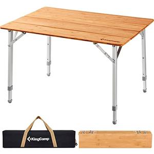 Amazon.com: KingCamp Adjustable Height Folding Table, 4-Fold Bamboo Camping Outdoor Portable RV Camp Table with Carry Bag for Outdoor Car Backyard Picnic Tailgating Beach : Sports & Outdoors