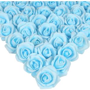 Rose Flower Heads,200Pcs Artificial Rose Flower Heads for Crafts 1.97in Light Blue Roses Artificial Flowers for DIY Wedding Centerpieces Arrangements Home Decorations(Light Blue)