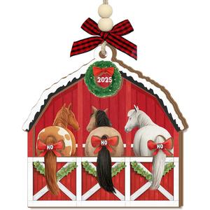 2 x Funny Horses Christmas Ornament 2025 - Farm Animal Ornaments for Christmas Tree, Horse Gifts for Farmers Women, Men, Wooden Farm Ornament for Family, Friends, Animal Lovers Gift Ideas