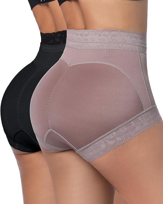 Womens Shapewear Control Panties Butt Lifter Boyshort Lace Panties Underwear (S)