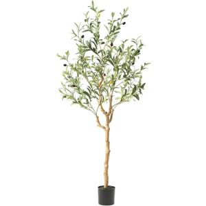 Nafresh Tall Faux Olive Tree4Ft(48in) Realistic Texture Potted Silk Artificial Olive Tree Fake Olive Trees Indoor Outdoor for Home Office Living Room Bedroom Foyer Porch Decor.
