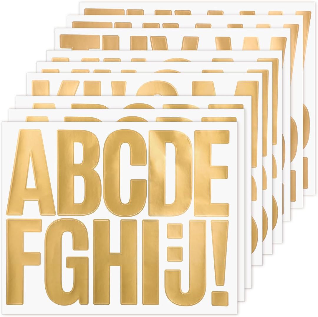 9 Sheets Gold Sticker Letters for Poster Board Large Letters Stickers 3 Inch Stick on Letter Self Adhesive Vinyl Waterproof Alphabet Stickers for Bulletin Board Letter Mailbox Home Decor