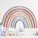 76.77x47.24'' Watercolor Large Rainbow Wall Decal with Inspirational Quote Peel and Stick Rainbow Wall Stickers Waterproof Decal for Girls Kids Bedroom Classroom Nursery Playroom (Morandi)