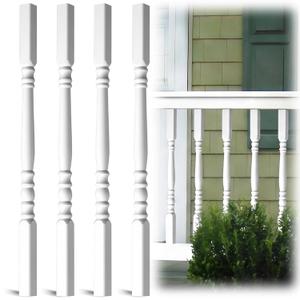 Yaocom 4 Pack Railing Spindles White Vinyl Deck Railings Colonial Style Deck Balusters for European Home Decorative Outdoor Stair Porch Fencing Railings (1 1/2" Sq X 32",Vinyl Railing)