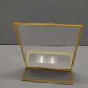 Acrylic Sign Holder 5x7, Slanted Back Gold Picture Frames Flyer Holder Menu Holder for Wedding Table Numbers with Removable Sticky Dots, 3 Pack