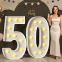 Mixifox 50 Light up Numbers 4 Feet Tall, 50 Marquee Numbers for Party, 50th Birthday Decorations for Women Men, Big 50 Sign with Light for Anniversary, Birthday Backdrop Decor
