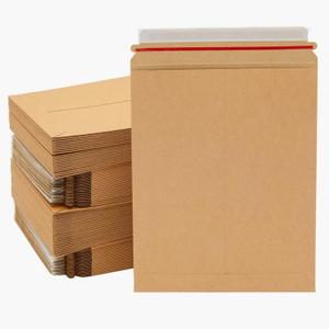 Juvale Stay Flat Mailer Envelopes - Self-Adhesive Closure & Envelope Seal - Thick Paperboard Document Mailers - Flat-Profile Photo & Trading Card Mailing Sleeves - 9 x 11.5 in, Brown, Pack of 100