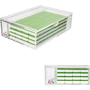 Acrylic Mahjong Case Storage for American Mahjong Set - Fits 160 Tiles (1.2" x 0.9" x 0.5" ONLY) - Clear Display Box with Dice Tray & Lid - Dustproof Organizer for Gaming Accessories