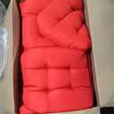 Barydat 3 Pack Outdoor/Indoor All Weather Tufted Wicker Chair Cushions 1 Loveseat and 2 U-Shape Rattan Waterproof Cushions for Patio Furniture, Rattan Love Seat, Bench(Red)