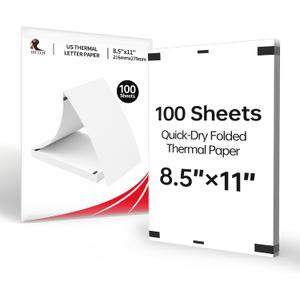 Thermal Printer Paper 8.5 x 11, HUOJI US Letter Size Inkless Printer Paper, 100 Sheets Thermal Printing Paper Compatible with M834, A285M Portable Printer