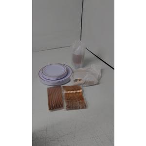 Goodluck 175 Piece Rose Gold Dinnerware Set for 25 Guests, Plastic Plates Disposable for Party, Include: 25 Dinner Plates, 25 Dessert Plates, 25 Paper Napkins, 25 Cups, 25 Silverware Set