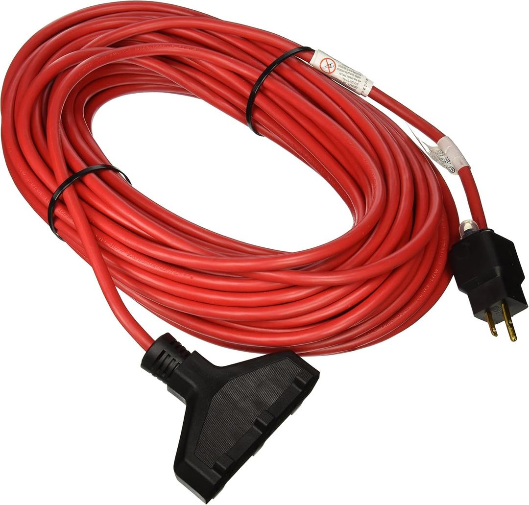 Prime CB614735 100-Foot 14/3 SJTW Triple-Tap Outdoor Extension Cord with Circuit Breaker Plug, Red