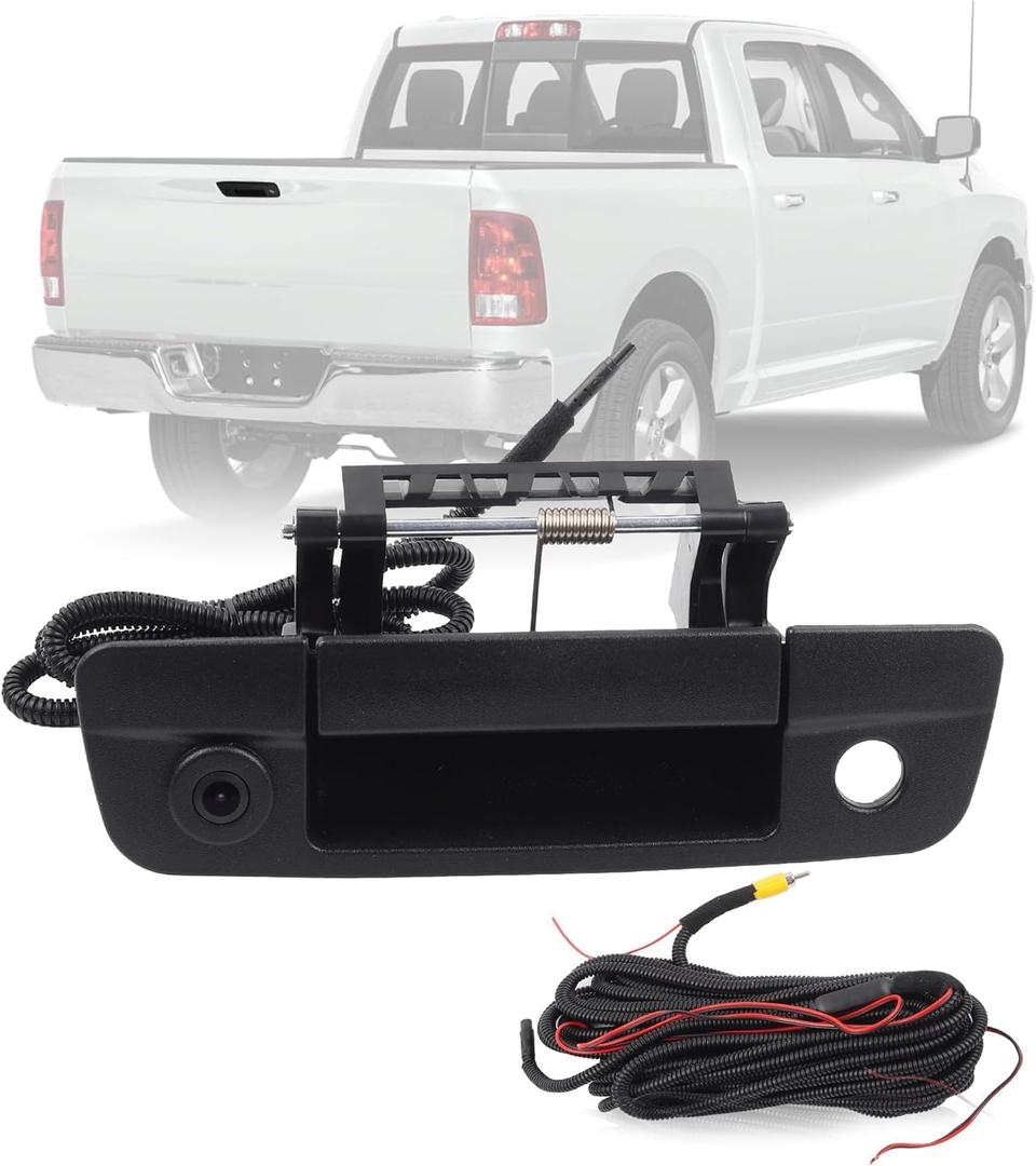 Dasbecan Tailgate Handle with Backup Camera Compatible with Dodge Ram 1500 2009-2017 Ram 2500 3500 2010-2017 Aftermarket Replacement Parking Reverse Rear View Camera (with Guidelines)