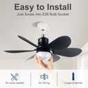 Socket Fan Light, Light Bulbfan with Remote Dimmable, 20.5IN for Garage Kitchen Balcony Living Tools Store Laundry Room (Black)