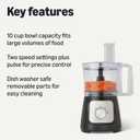 Amazon Basics Food Processor and Vegetable Chopper with 10 Cup Bowl, 2-Speed, 500 Watt Motor, Pulse Function, Dishwasher Safe Parts, Black