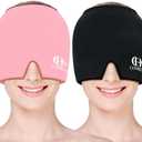Migraine Relief Cap, Soothing Headache Ice Face Mask Products, Hot and Cold Therapy, Migraine Headache Relief Cap for Migraine, Sinus, Puffy Eyes, Tension, Stress and Hangover (Black+Pink)
