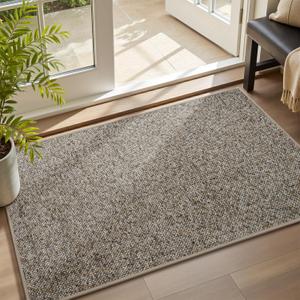 MontVoo Door Mat Indoor Entrance Doormat, Absorbent Durable Rubber Non Slip Front Door Mat for Inside Entry Entryway Dirt Trapper Welcome Mat, Grey Brown 32''x48''