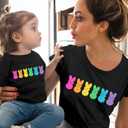 LOTUCY Mom and Son Matching Outfits Mama and Mama's Litter Man Print Shirts Cute Mom and Son Valentine's Gifts