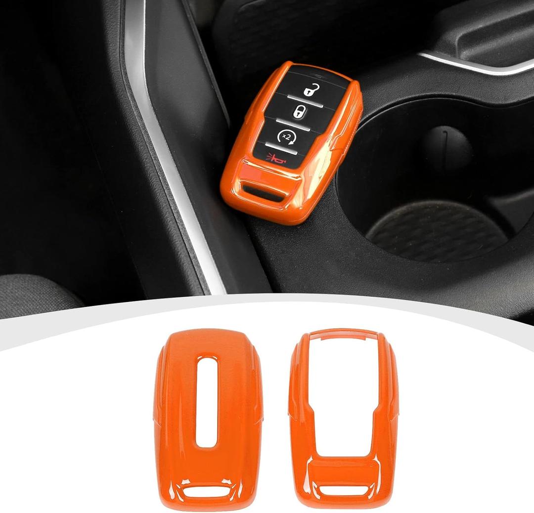 for RAM Key Fob Cover, ABS Key Case Cover Holder Protector Compatible with for 2018-2023 Dodge RAM 1500 2500 3500, Orange