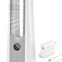 Desk Fan, 13 Inch Portable Bladeless Fan, Small Quiet Table Fan with 60Oscillating, 9 Speeds & 9H Timer, LED Display, Button Control, Easy to Clean, Personal Desktop Fan for Bedroom, Office (White+Gray)