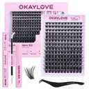 OKAYLOVE Fluffy Lash Clusters, VIVA 8-18mm DIY Volume Cluster Eyelash Extensions Kit, 168pcs CC Curl Black Cotton Band Individual Lashes with Lash Bond and Seal, Remover, Lash Tweezers