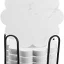 Hushee Scallop Marble Coaster Set of 6 Scallop 4 Diameter Drink Coaster with Holder for Tabletop Protection, Coffee Table Supplies Ideal for Home House Warming Gifts