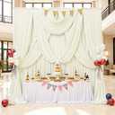50ft12ft Ivory Backdrop Curtain for Wedding Parties, 10 Panels Wrinkle Free Polyester Photo Backdrop Drapes Back Drop Cloth for Birthday Photography Background, W5' x H12'
