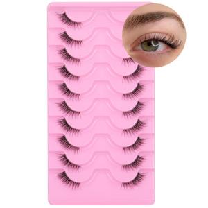 FANXITON Half Lashes Natural Look Wispy Cat Eye Lashes 13 mm Clear Band Accent Short False Eyelashes that Look Like Extensions 10 Pairs