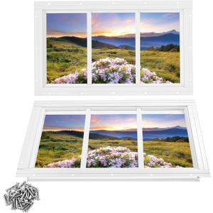 Shed Window 2 Pack Transom Window Fixed Design,Flush Mount Household Windows with Tempered Glass and Srews for Shed,Chicken Coop,Barns,Playhouse and Garage White 10X18Inch