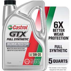 Castrol GTX Full Synthetic 5W-20 Motor Oil, 5 Quarts