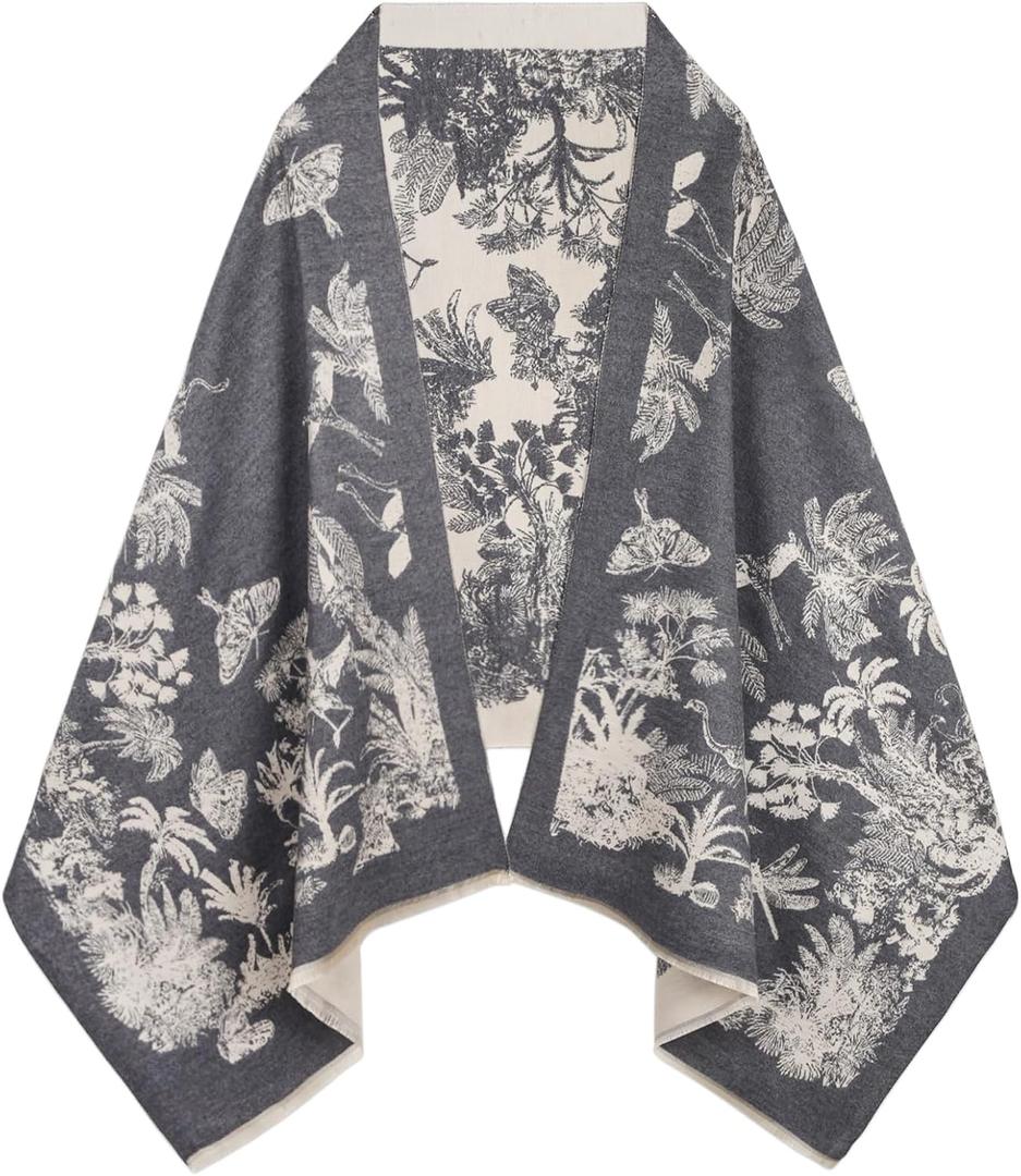 Extree Scarfs for Women Pashmina Silky Shawl Wrap for Evening Dressing Blanket Open Front Poncho Cape