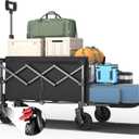 Collapsible Wagon, Foldable Wagons with Extended 40" L, Folding Wagon with Tailgate, Portable Lightweight Utility Wagons for Grocery, Shopping, Camping, Garden, Sports, Black D