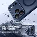 BERFY for iPhone 17 Pro Case, Compatible with MagSafe, Built-in Privacy Screen Protector, Camera Protection, Shockproof Full Body Phone Case 6.3", Translucent Deep Blue