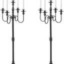 Candeldo Floor Candelabra Candle Holder: 48 Inches Black Candelabras Set of 2 Halloween Decor 5 Arm Tall Dinning Tables Centerpieces Modern Candles Stand Fireplace Decoration