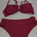SweatyRocks Women's Two Piece Bikini Set Ring Linked Ruched Underwire Bikini Bathing Suit Swimwear Set Swimming Suit (Medium, Red Violet)