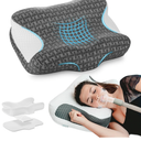 Elviros Cervical Neck CPAP Pillow for Sleeping, Ergonomic Adjustable Height Neck Support Memory Foam Bed Pillow for CPAP Users with Sleep Apnea, Suitable for Side and Back Sleepers