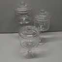 MyGift 3-Piece Clear Glass Apothecary Candy Jar Set with Lids – Decorative Party Display Containers for Wedding Centerpieces, Dessert Tables, Kitchen Counter Storage, and Bathroom Décor