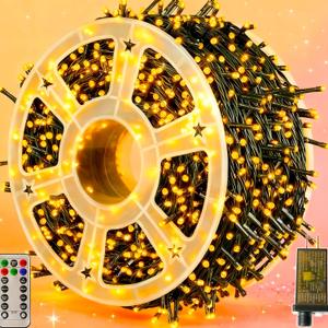 Christmas Lights 500LED 164 FT, Waterproof Christmas Tree Lights with 8 Modes, Remote Control 3 Timers & Memory Function Xmas Decorations for House and Holiday (Warm White)
